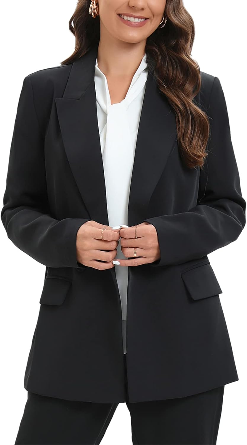Women Oversized Double-Breasted Suit Blazer Jacket Long Sleeve Casual  Style Work Office Blazer with Pockets