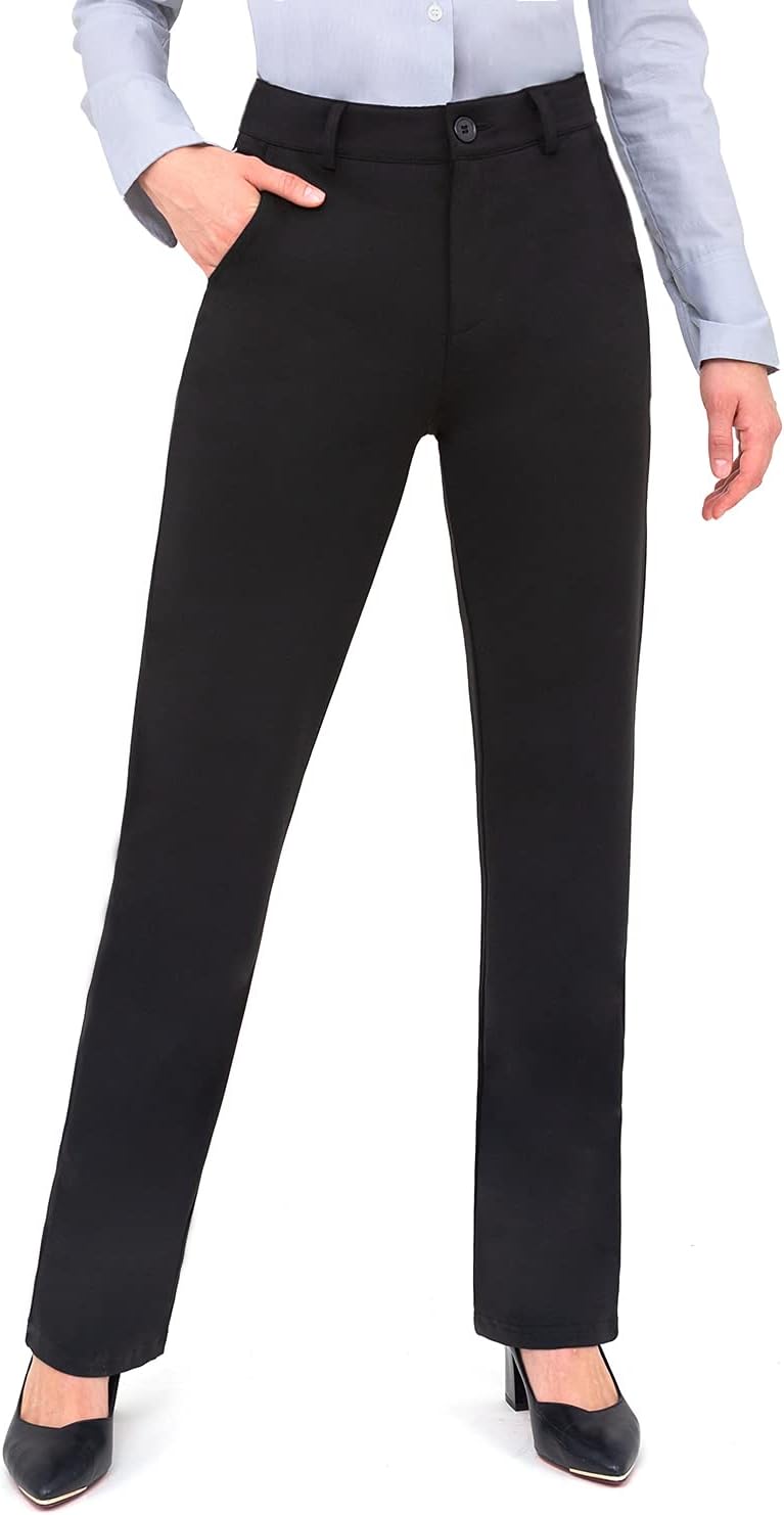 Dress Pants Women Work Business Pants Tummy Control Office Straight Leg Trousers High Waisted Ladies Slacks