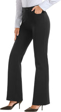 Women 28"/30"/ 32" Bootcut Dress Pants Business Casual Work Pants with Pockets Pull On Regular Slacks for Office