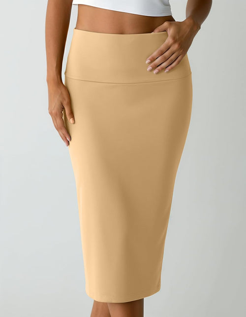 3 Pack: Women Soft Midi Skirt – High Waisted Pencil Work Office Business Casual Skirts with Back Slit Plus