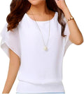 Women Summer Loose Casual Short Sve Chiffon Top T-Shirt Blouse