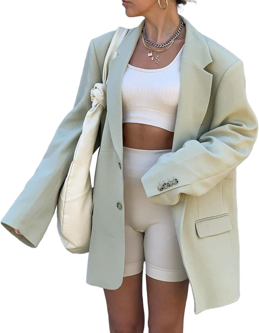 Women Casual Elegant Long Sleeve Oversized Lapel Blazers Open Front Solid Work Office Jacket Blazer