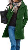 Women Casual Thicken Wool Blend Stand Collar Single Breasted Pea Coat