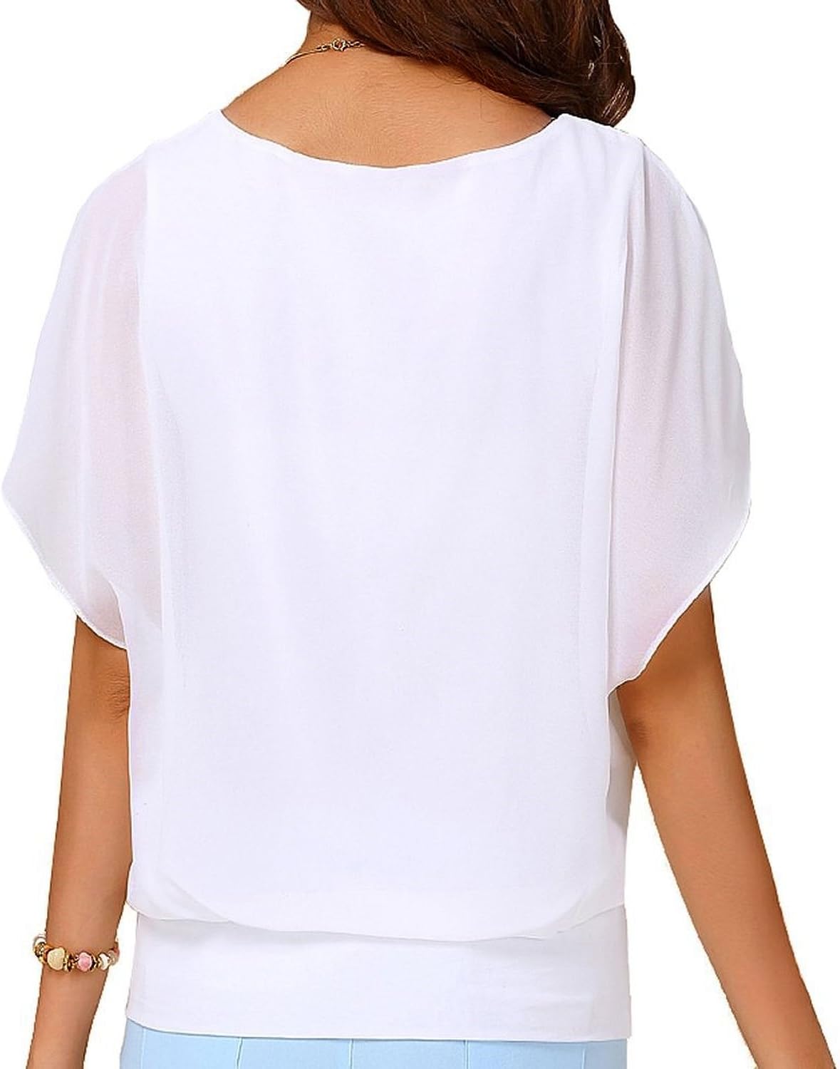 Women Summer Loose Casual Short Sve Chiffon Top T-Shirt Blouse