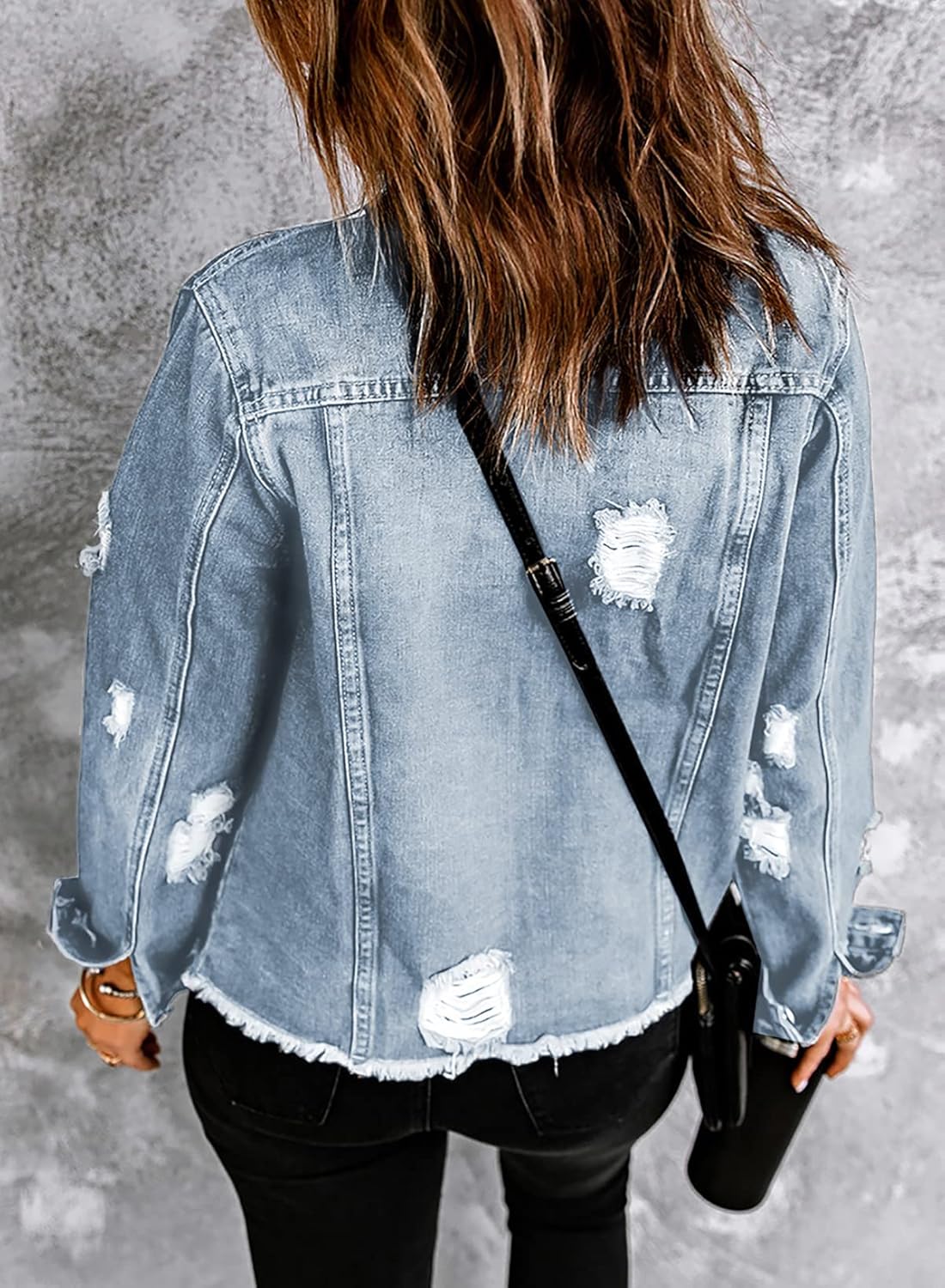 Women Boyfriend Washed Crop Denim Jean Jacket Coat