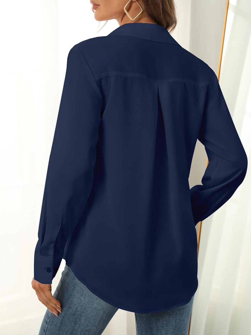 Women Button Down Shirts Long Sve Basic Classic Soft Shirt Collared Fashion Dressy Casual Blouses