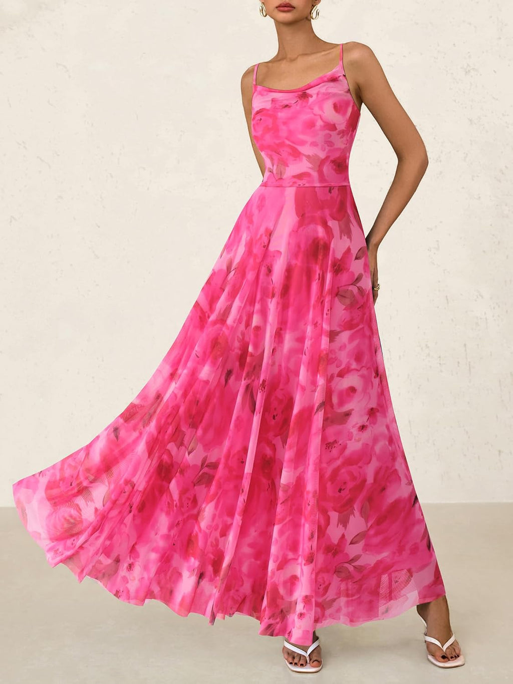 Women Summer Floral Maxi Dresses Elegant Spaghetti Strap Dress Printed Party Dress Beach Long Dresses