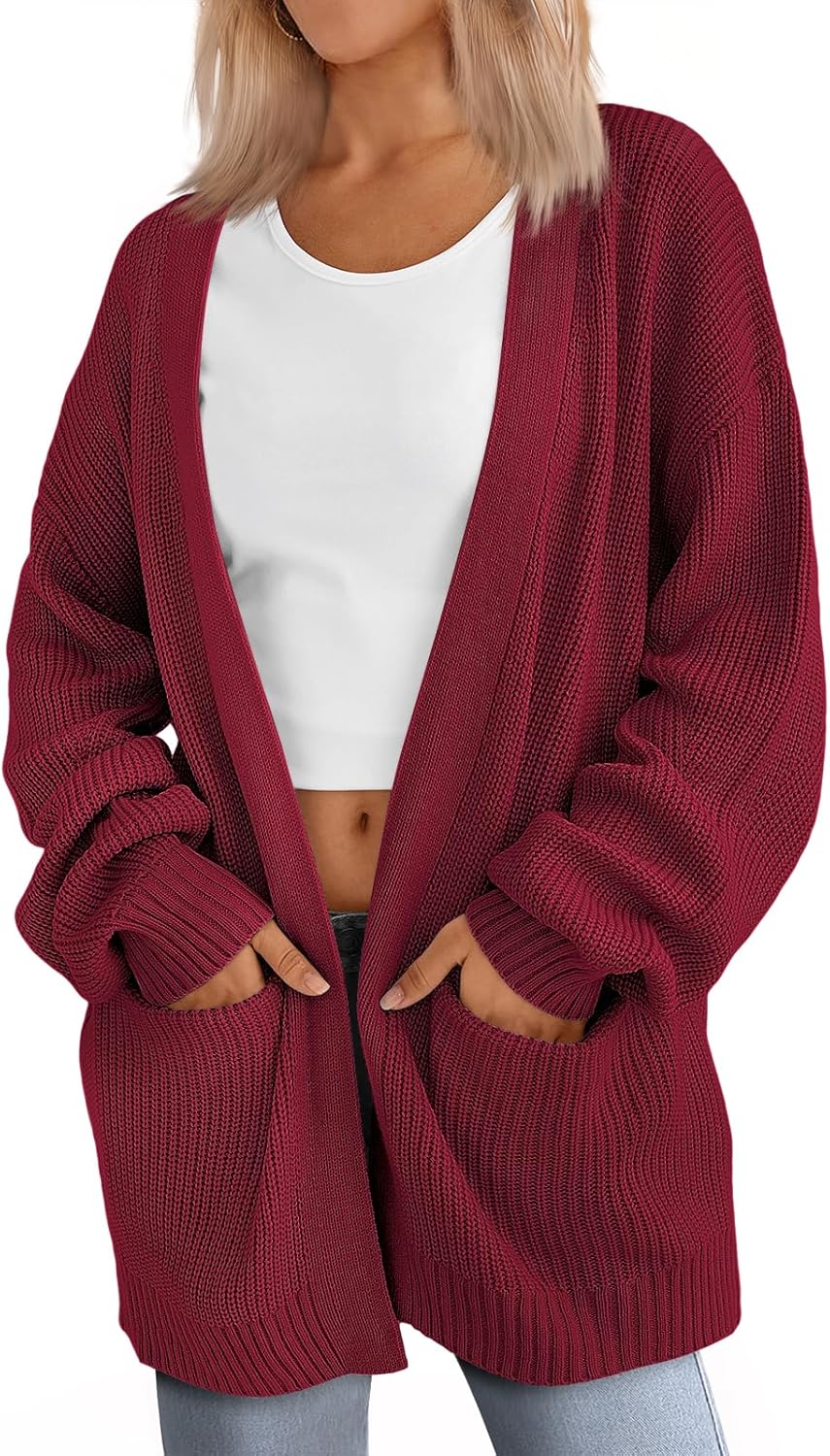Women Oversized Cardigans Soft Knit Cardigan Sweater with Pockets