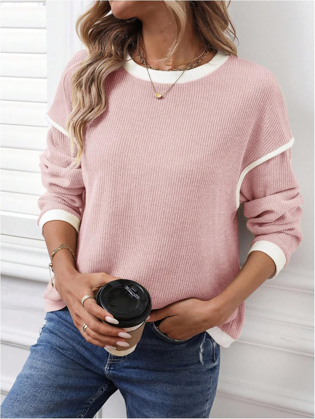 Women Crewneck Long Sve Sweatshirts Pullover Knit Tops Fall Teacher Clothes