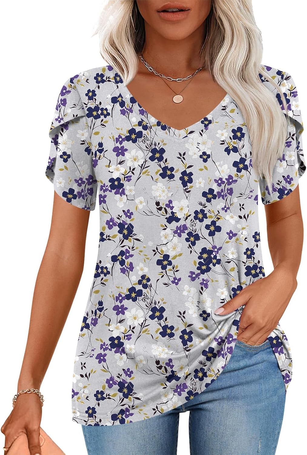 2025 Women Tops Summer Short Sleeve V Neck Tunic T-Shirts Blouse S-4XL